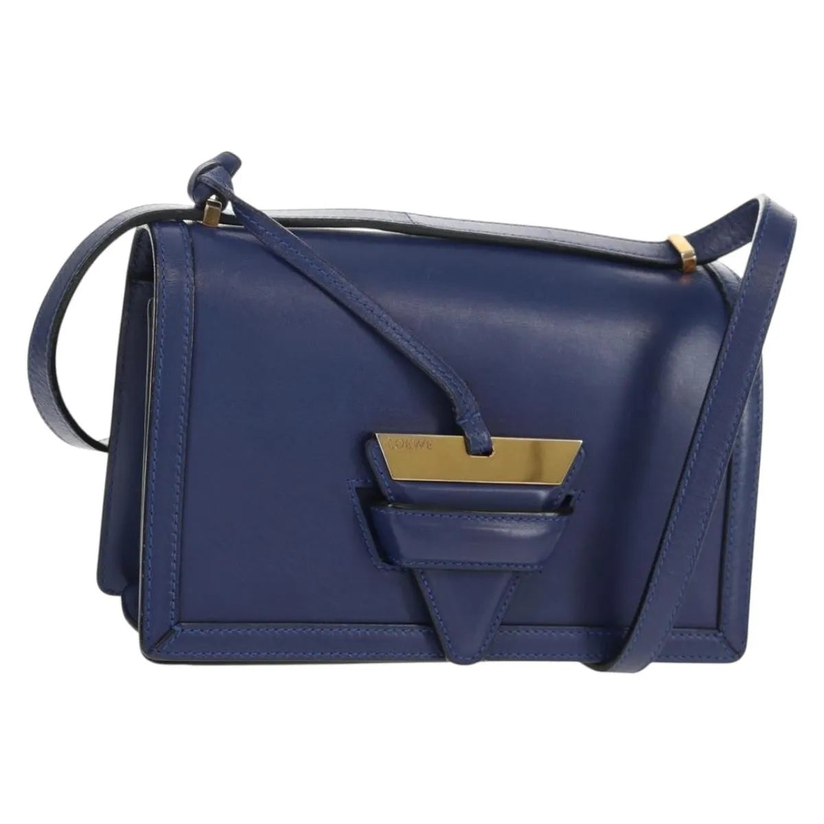 Loewe Barcelona Leather Blue Leather Shoulder Bag Bag (Pre-Owned)