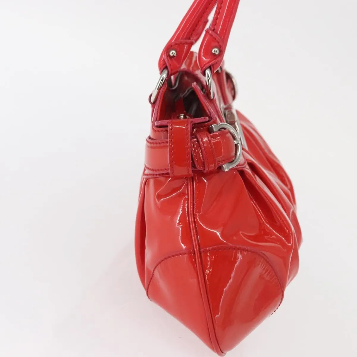Salvatore Ferragamo Marisa Patent Leather Red Patent_Leather Handbag (Pre-Owned)