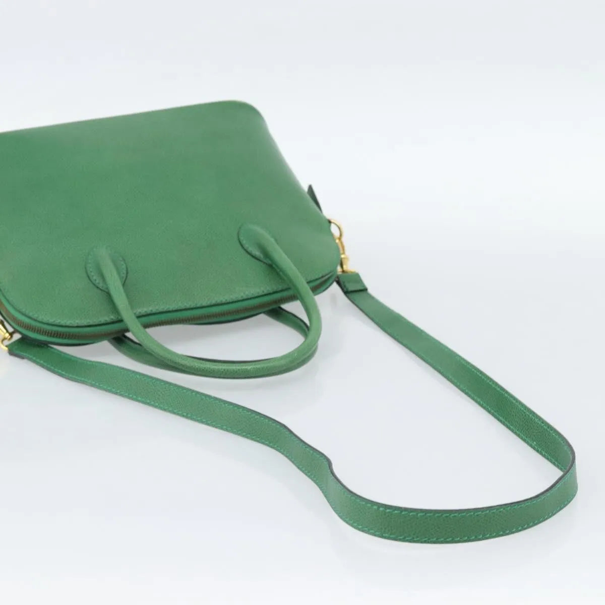 Celine Vintage Convertible Bowler Leather Green Leather Handbag (Pre-Owned)