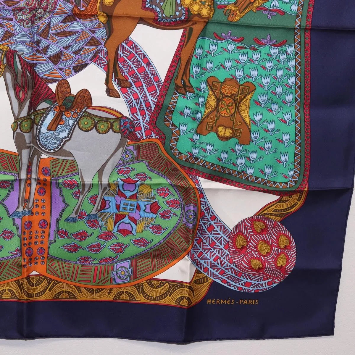 Hermes Carré 90 Silk Multicolor Navy Silk Scarve & Shawl Accessory (Pre-Owned)