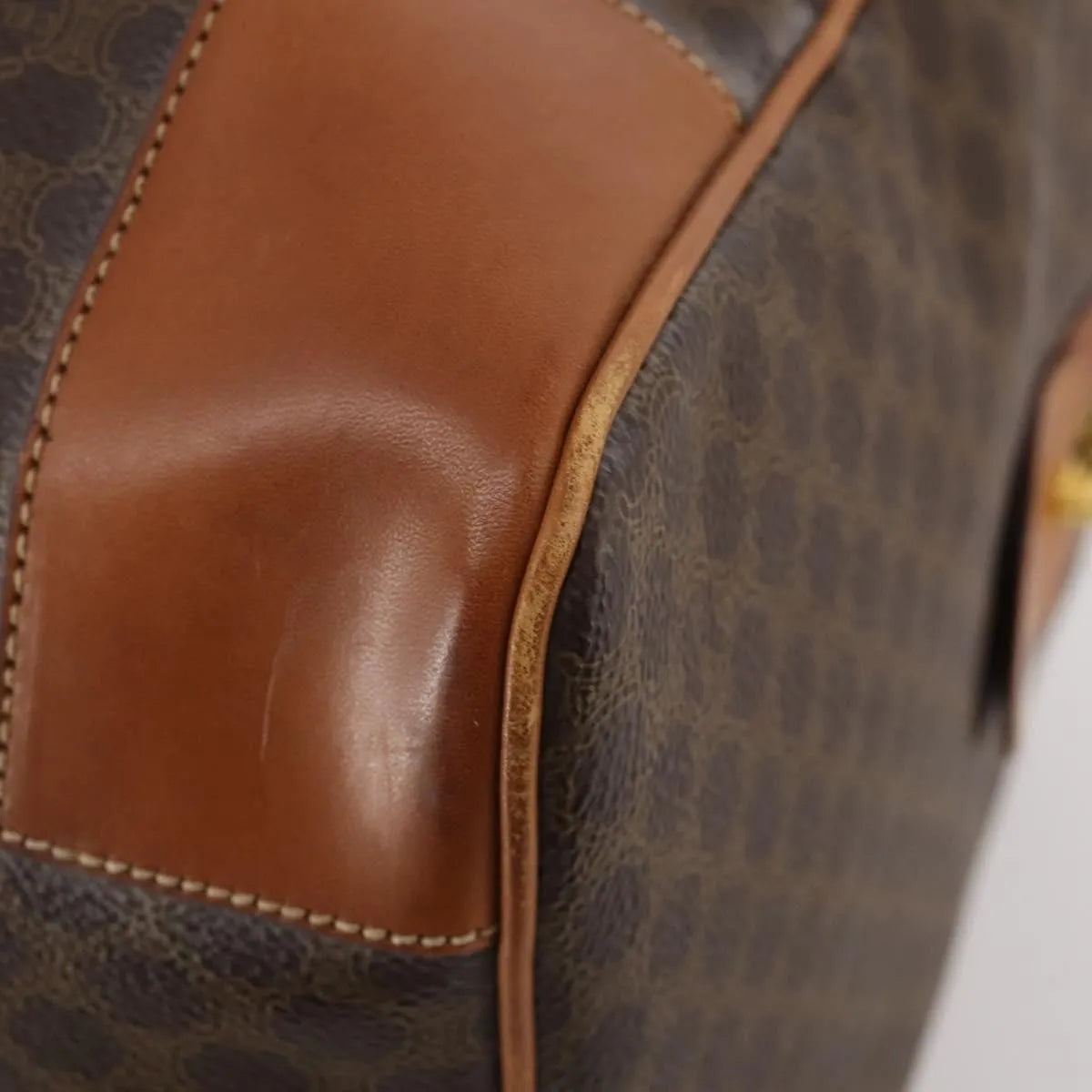 Celine Vintage Duffle Macadam Coated Canvas Brown Canvas Travel Bag Bag (Pre-Owned)