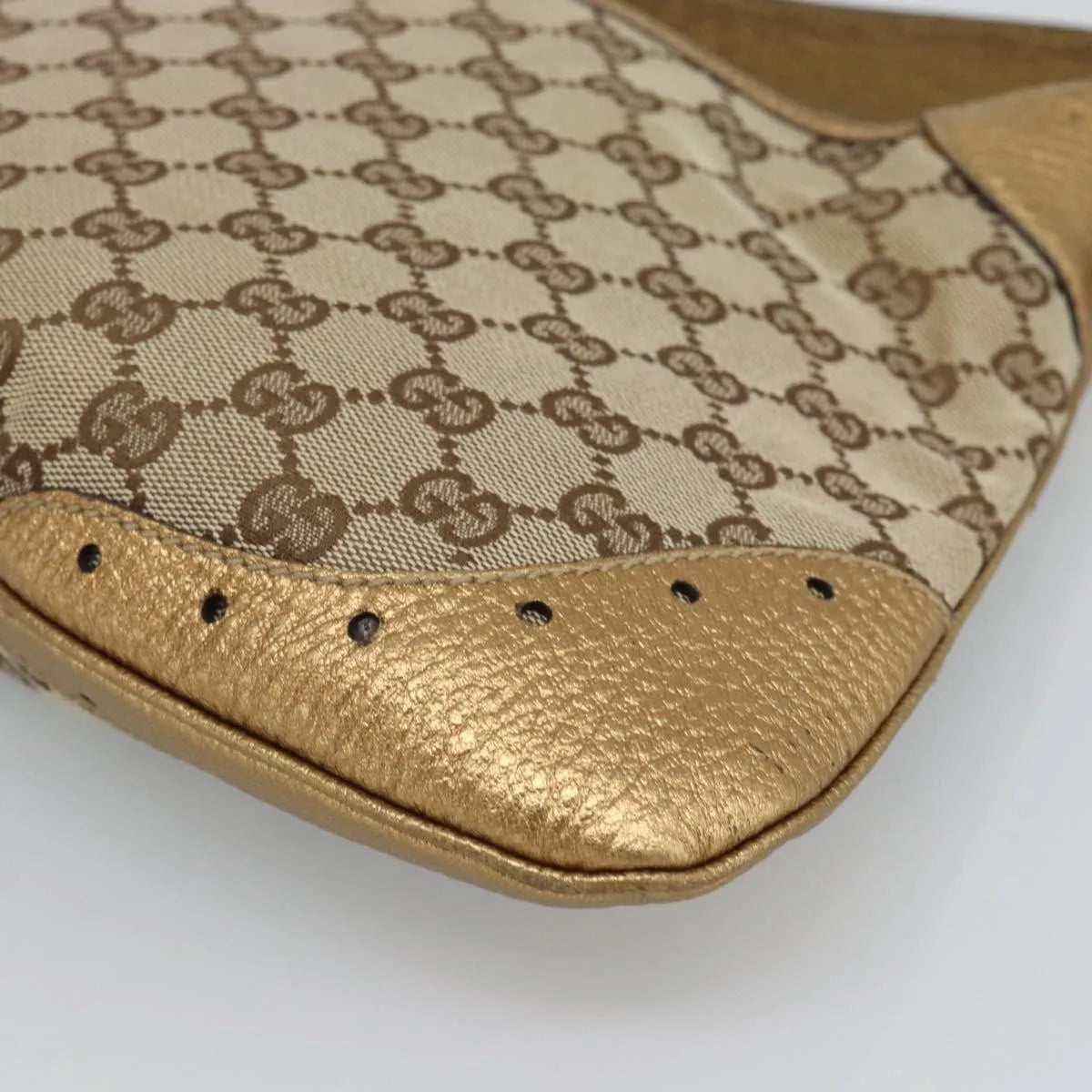 Gucci Vintage Jackie O Chain Hobo Gg Canvas And Leather Beige Canvas Handbag (Pre-Owned)