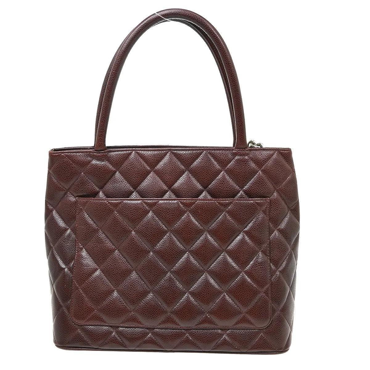 Chanel Medallion Tote Quilted Caviar Burgundy Leather Tote Bag Bag (Pre-Owned)