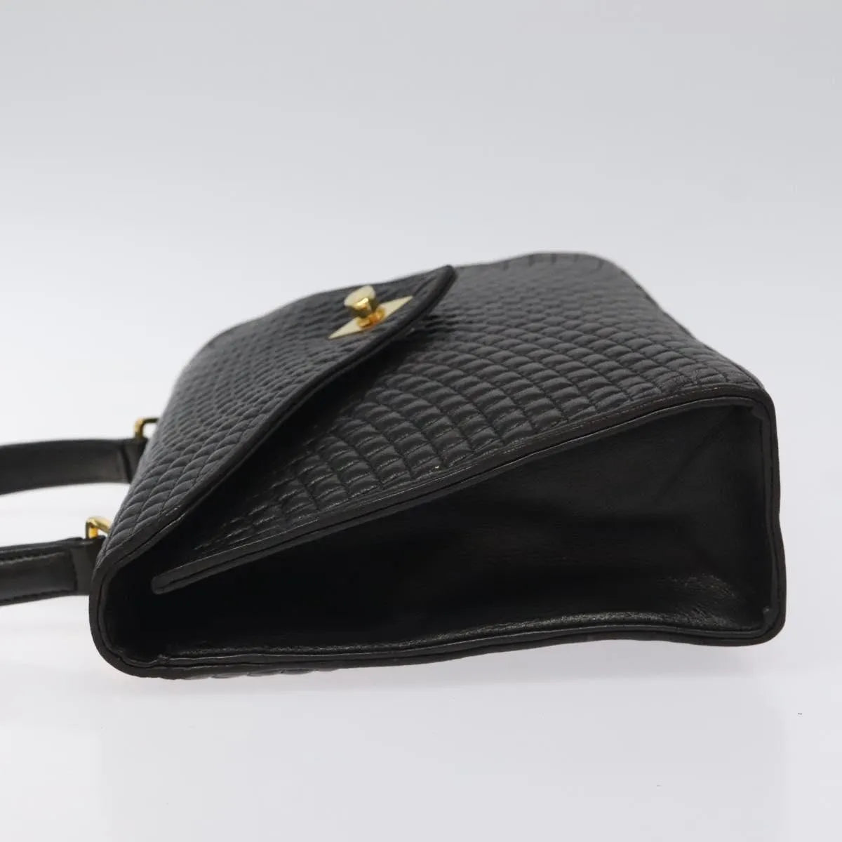 Bally Vintage Quilted Leather Black Leather Handbag (Pre-Owned)