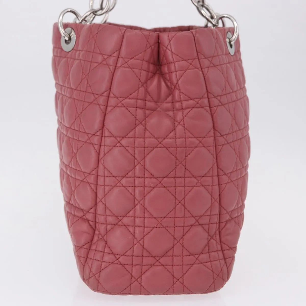 Christian Dior Soft Chain Tote Cannage Quilt Lambskin Pink Leather Handbag (Pre-Owned)