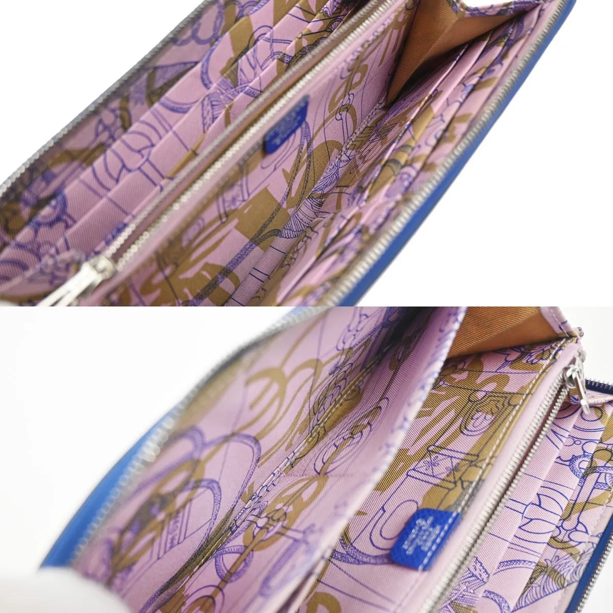 Hermes Azap Zip Around Silk'in Epsom Blue Leather Wallets Accessory (Pre-Owned)