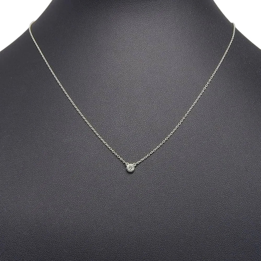 Tiffany & Co. Elsa Peretti Diamonds By The Yard 925 Silver With Diamond Silver Sterling_Silver Necklace Jewelry (Pre-Owned)