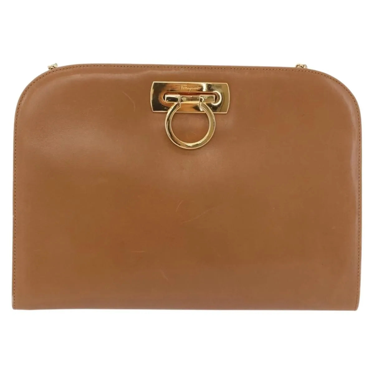 Salvatore Ferragamo Vintage Gancini Chain Leather Brown Leather Shoulder Bag Bag (Pre-Owned)