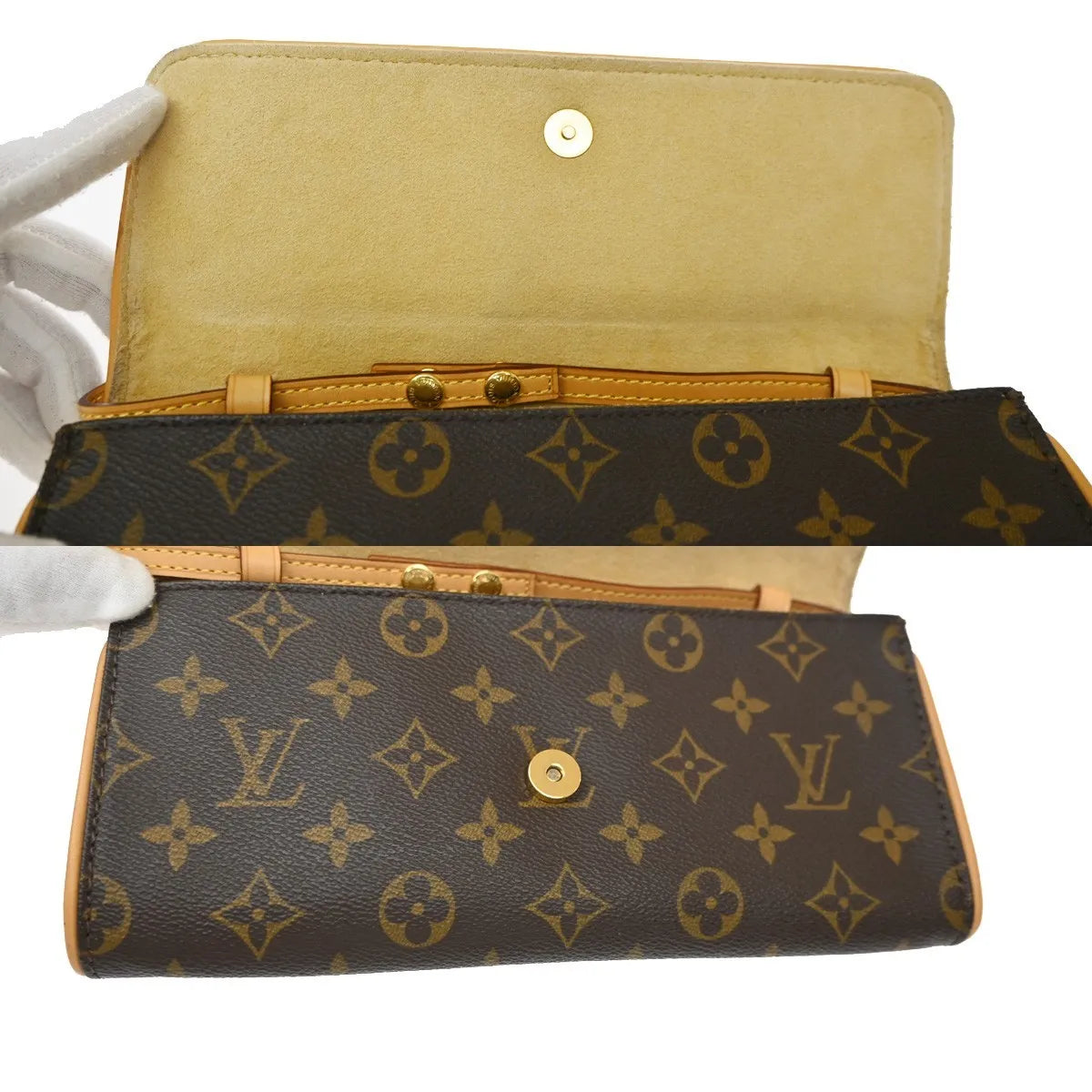 Louis Vuitton Twin Monogram Brown Leather Clutche & Pouche Bag (Pre-Owned)