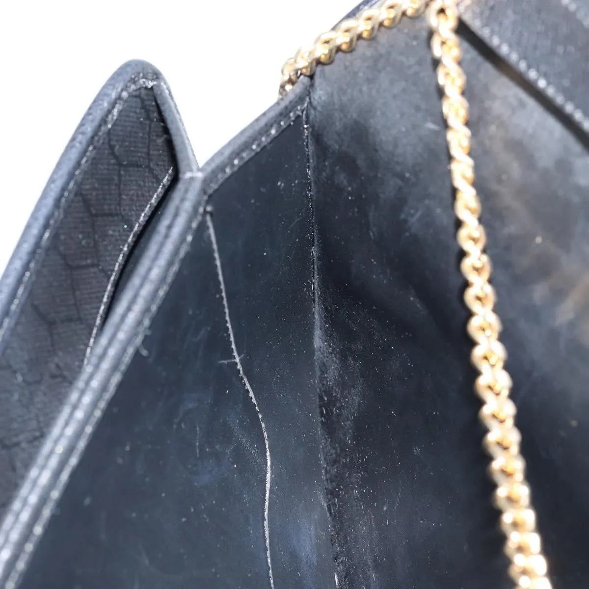 Christian Dior Vintage Honeycomb Chain Canvas Black Canvas Shoulder Bag Bag (Pre-Owned)