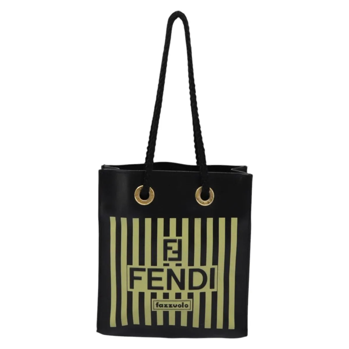 Fendi Fazzuolo Leather Black Leather Tote Bag Bag (Pre-Owned)