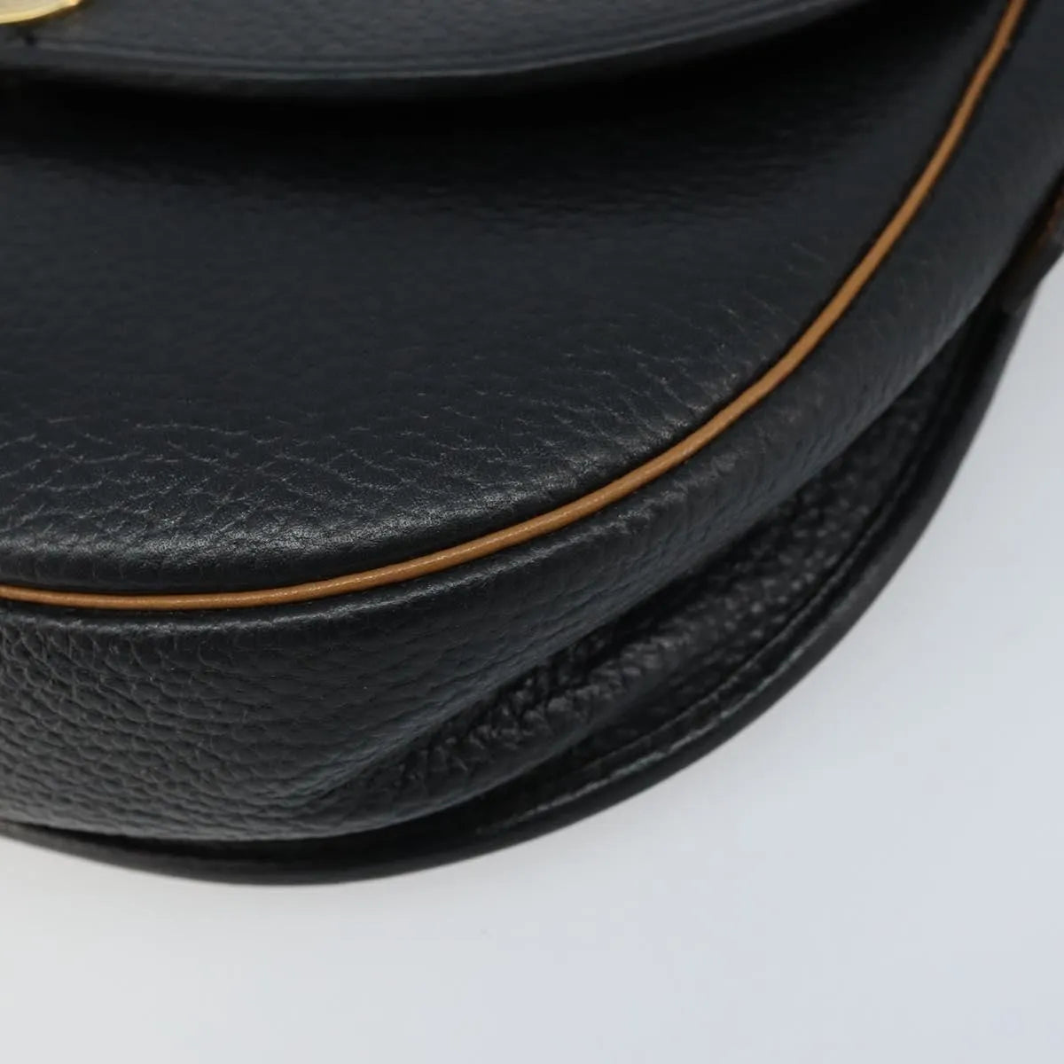 Christian Dior Vintage Cd Logo Leather Black Leather Shoulder Bag Bag (Pre-Owned)