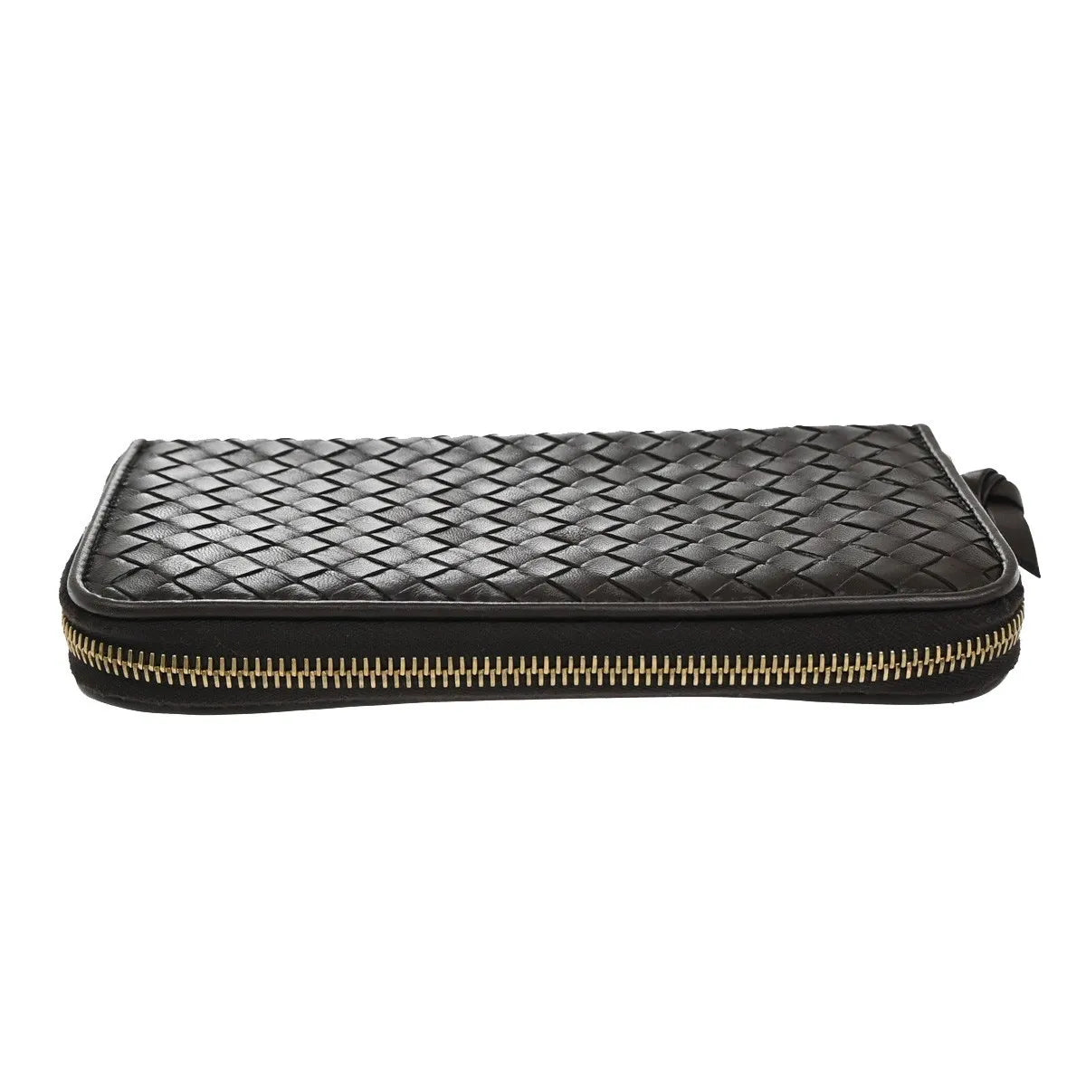 Bottega Veneta Intrecciato Long Zip Leather Brown Leather Wallets Accessory (Pre-Owned)