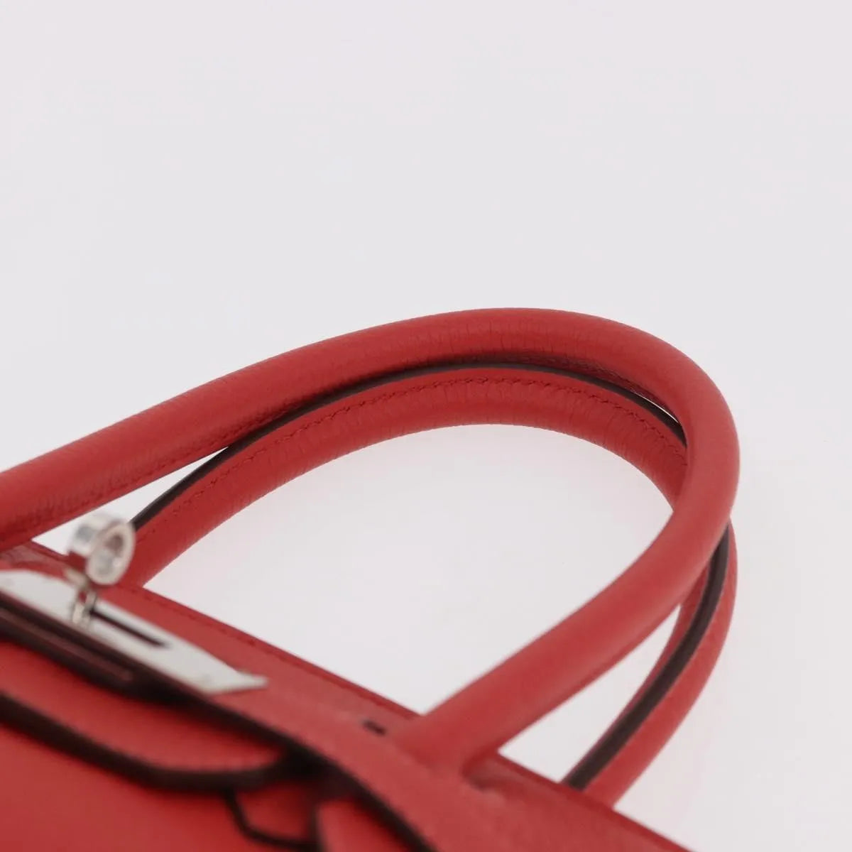 Hermes Birkin Handbag Red Togo With Palladium Hardware Red Leather Handbag (Pre-Owned)