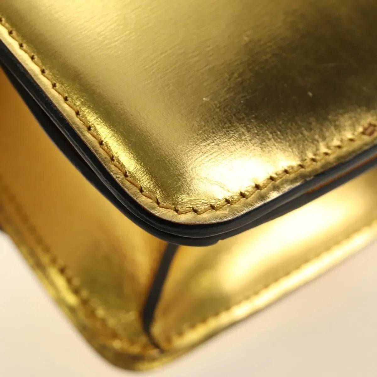 Celine Flap Shoulder Leather Gold Leather Shoulder Bag Bag (Pre-Owned)