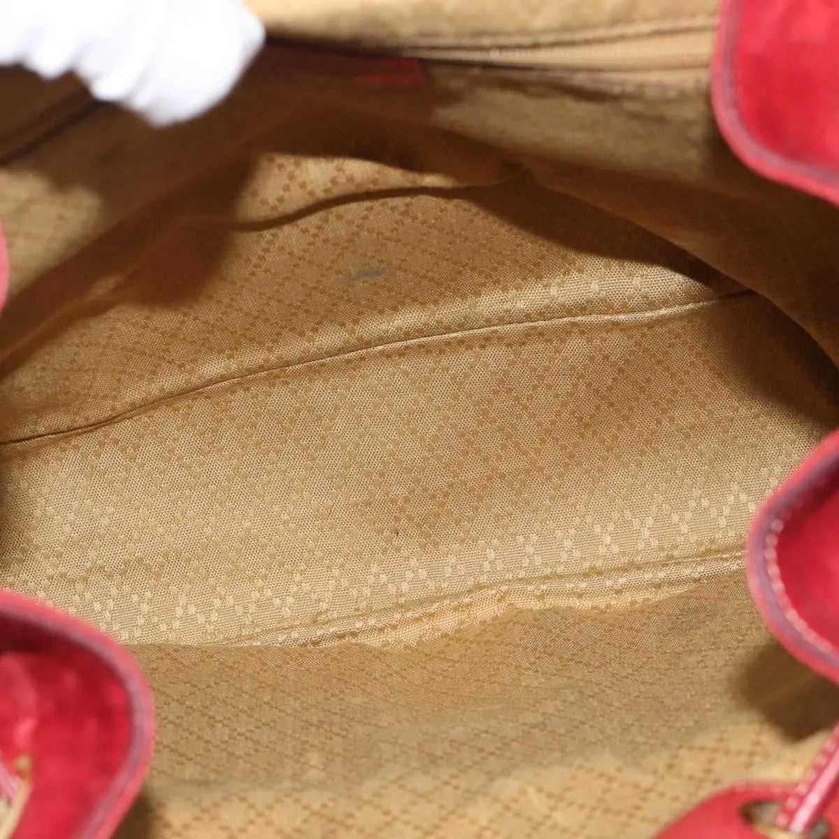 Gucci Vintage Bamboo Suede Red Suede Backpack Bag (Pre-Owned)
