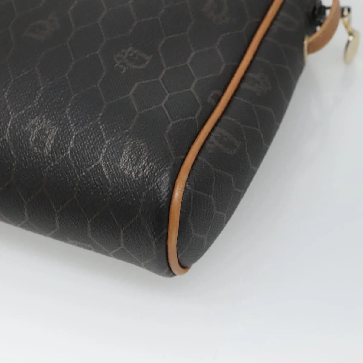 Christian Dior Vintage Honeycomb Canvas And Leather Black Canvas Shoulder Bag Bag (Pre-Owned)