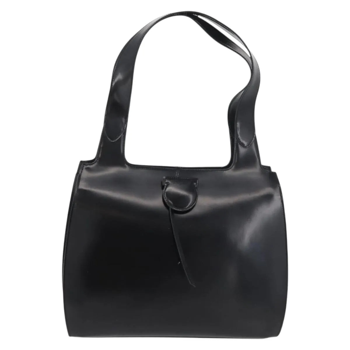Salvatore Ferragamo Gancini Tote Patent Leather Black Patent_Leather Tote Bag Bag (Pre-Owned)