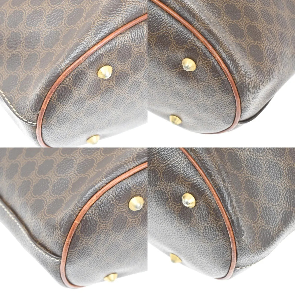 Celine Vintage Macadam Canvas And Leather Brown Canvas Tote Bag Bag (Pre-Owned)