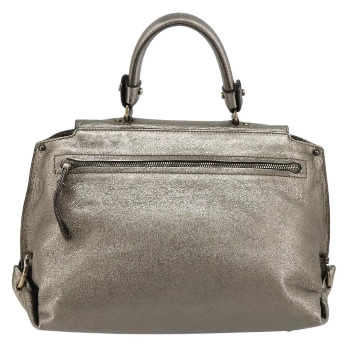 Salvatore Ferragamo Sofia Satchel Leather Silver Leather Handbag (Pre-Owned)