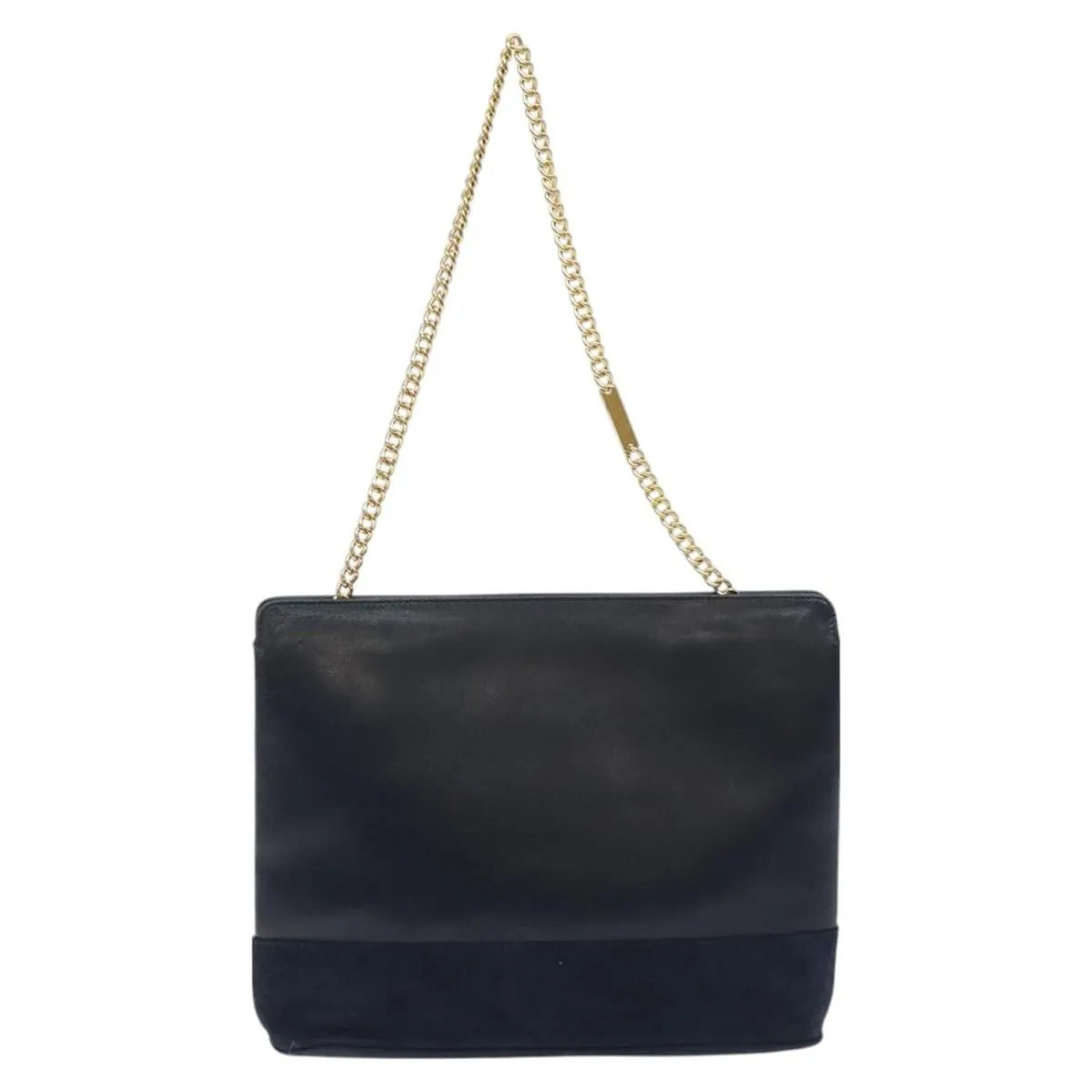 Salvatore Ferragamo Vintage Chain Leather Navy Leather Handbag (Pre-Owned)