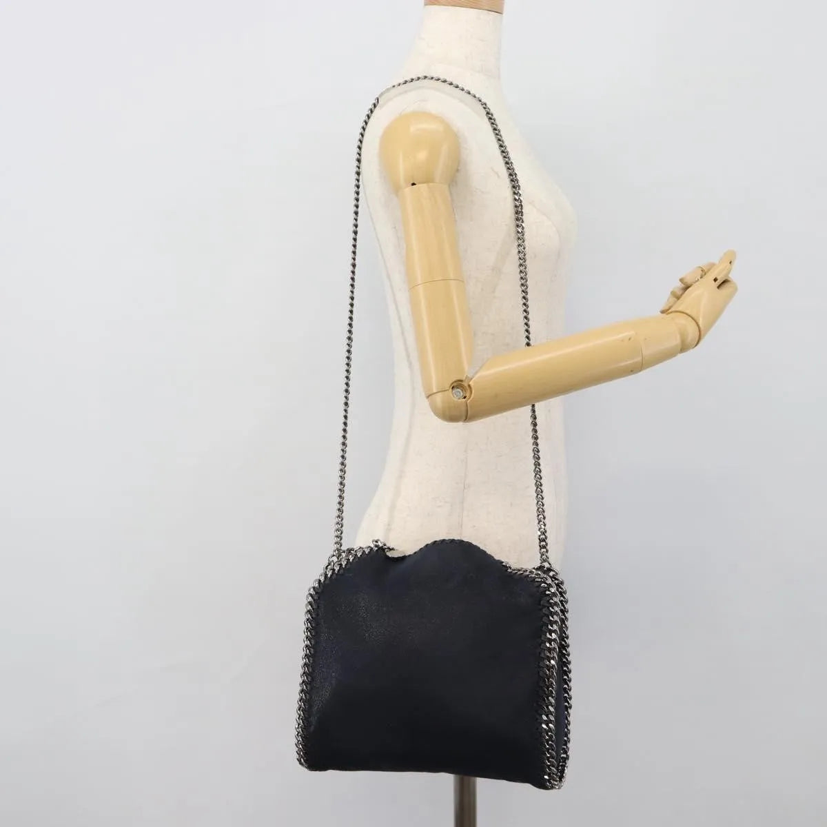 Stella Mccartney Falabella Fold Over Faux Leather Navy Polyester Shoulder Bag Bag (Pre-Owned)