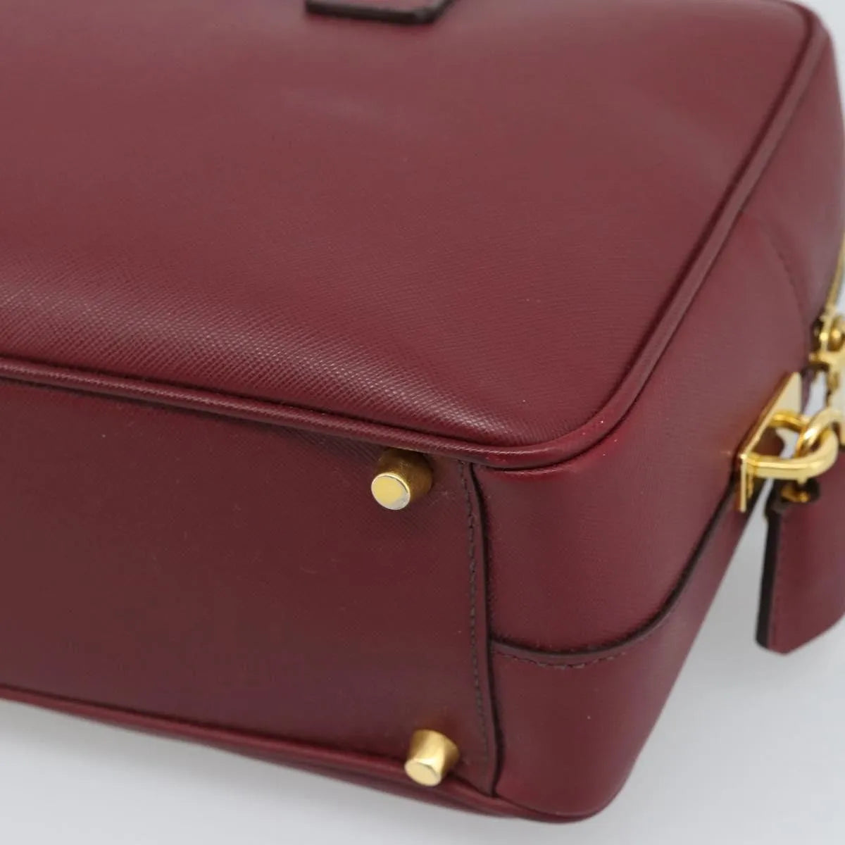 Prada Bauletto Saffiano Leather Red Leather Handbag (Pre-Owned)
