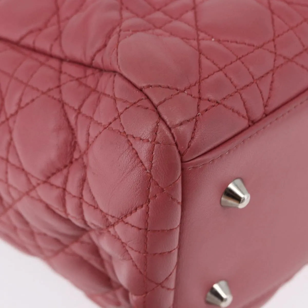Christian Dior Soft Chain Tote Cannage Quilt Lambskin Pink Leather Handbag (Pre-Owned)