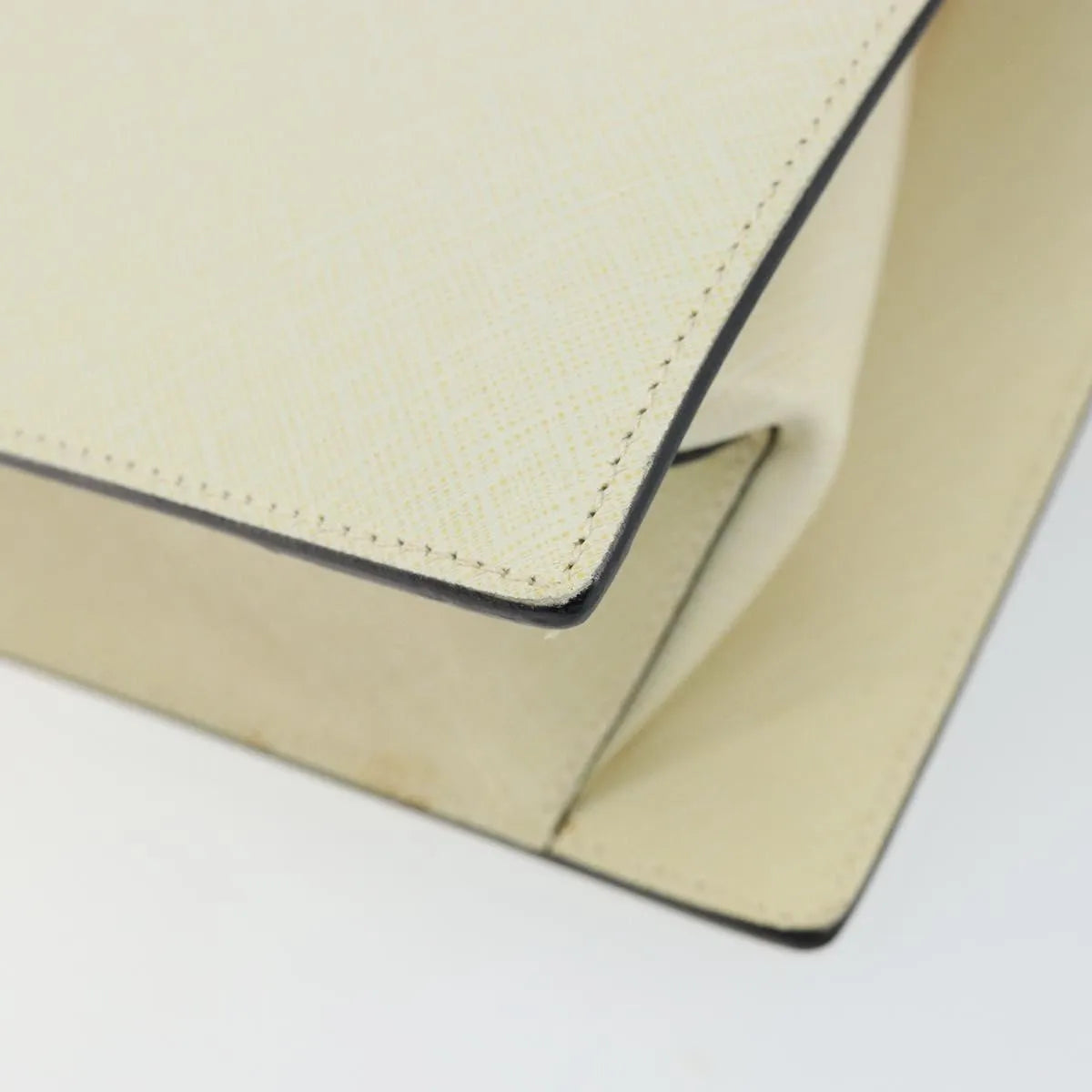 Salvatore Ferragamo Double Gancini Top Handle Saffiano Leather White Leather Handbag (Pre-Owned)