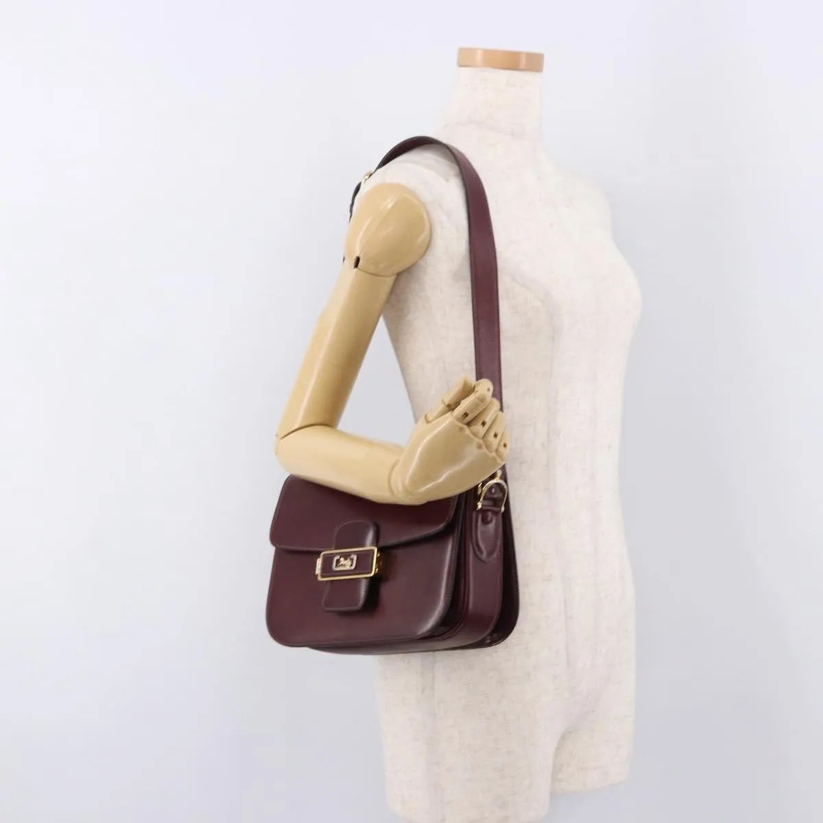 Celine Horse Carriage Leather Burgundy Leather Shoulder Bag Bag (Pre-Owned)