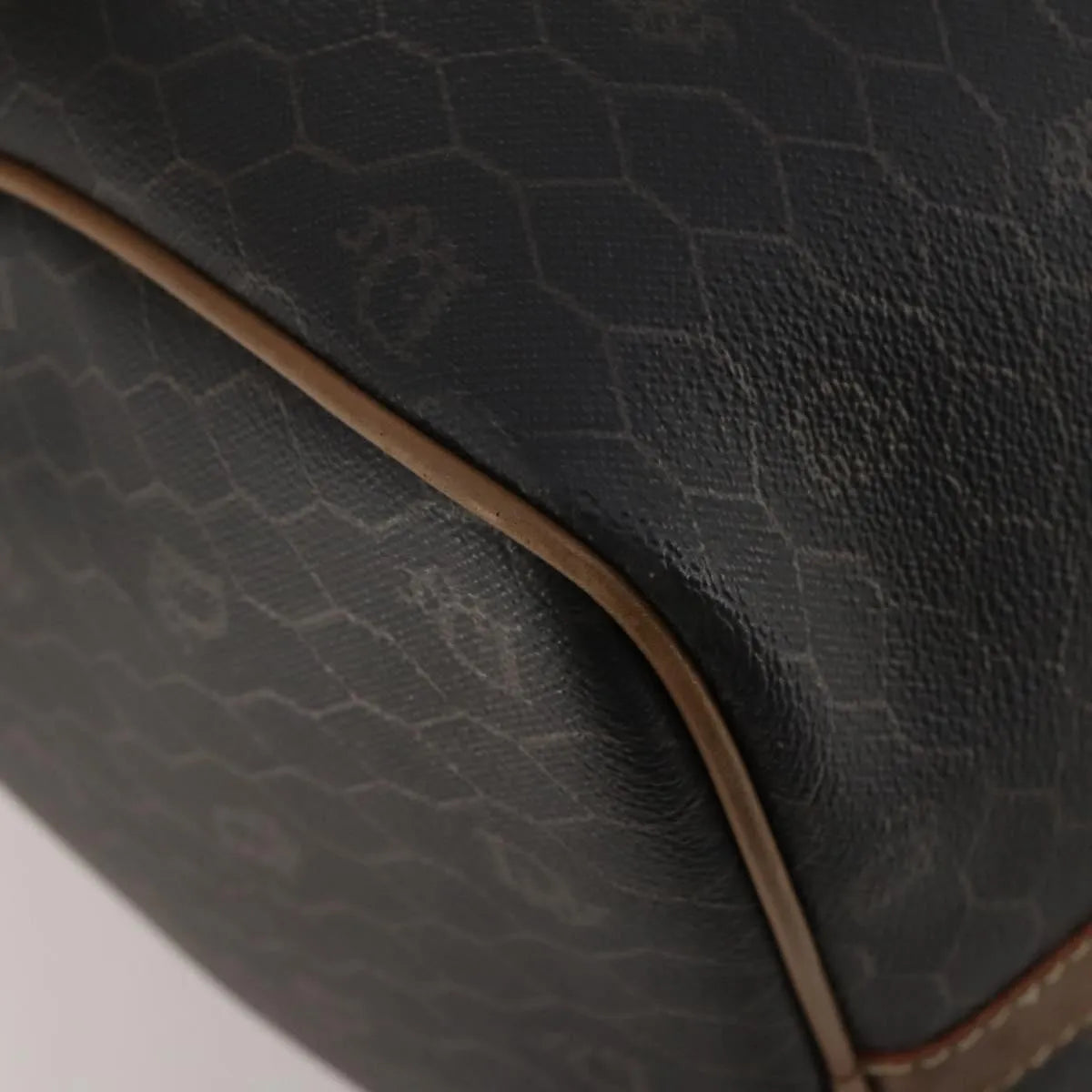 Christian Dior Vintage Honeycomb Boston Canvas And Leather Black Canvas Travel Bag Bag (Pre-Owned)