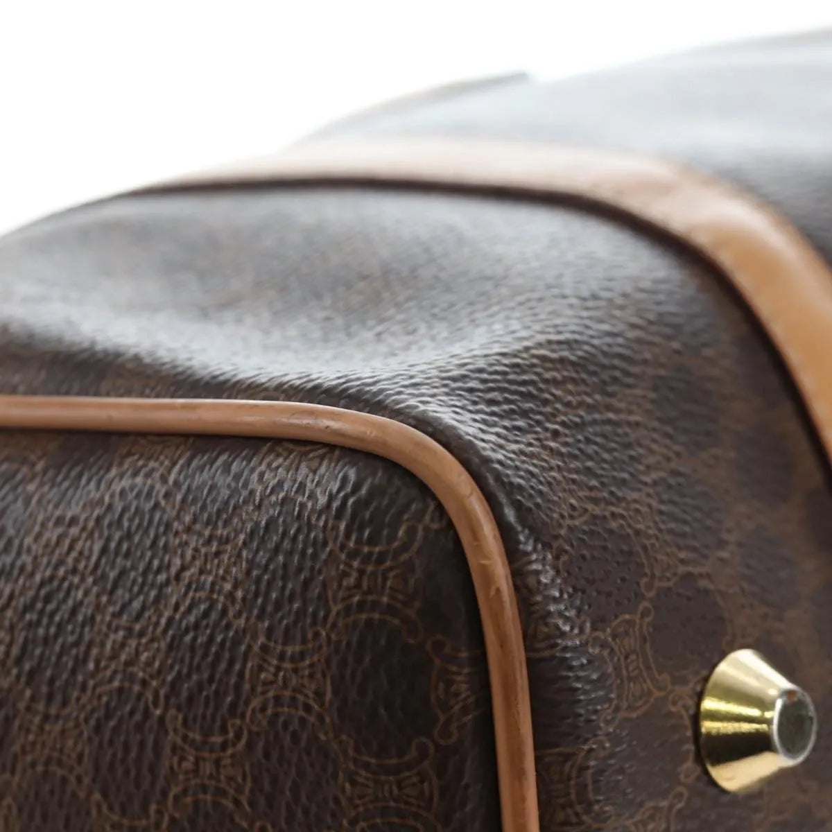 Celine Vintage Macadam Boston Canvas And Leather Brown Pvc Handbag (Pre-Owned)