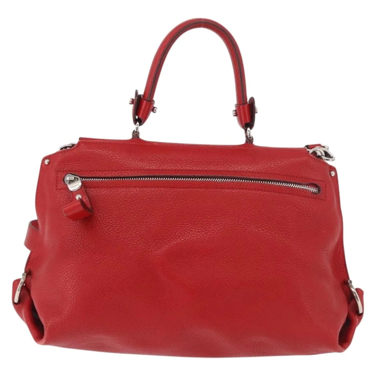 Salvatore Ferragamo Sofia Satchel Grainy Leather Red Leather Handbag (Pre-Owned)