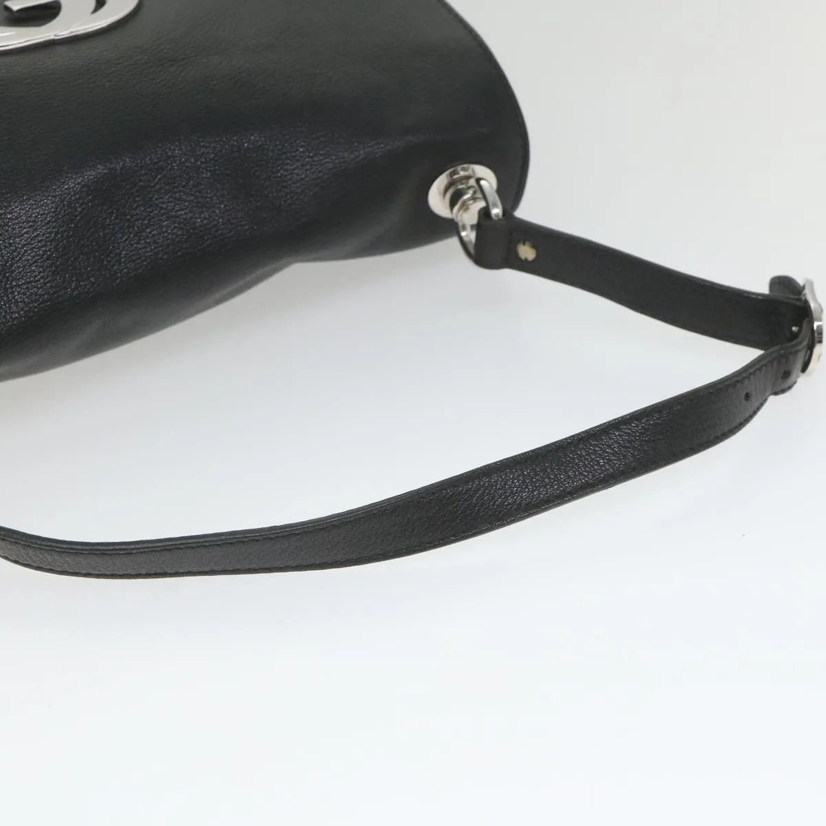 Gucci Blondie Flap Bag Leather Black Leather Shoulder Bag Bag (Pre-Owned)
