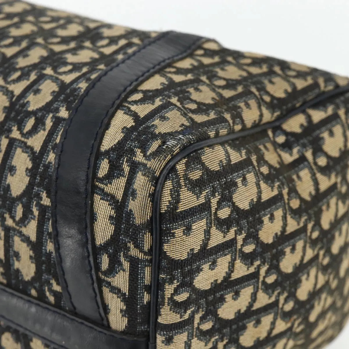 Christian Dior Vintage Trotter Boston Diorissimo Canvas Navy Canvas Handbag (Pre-Owned)