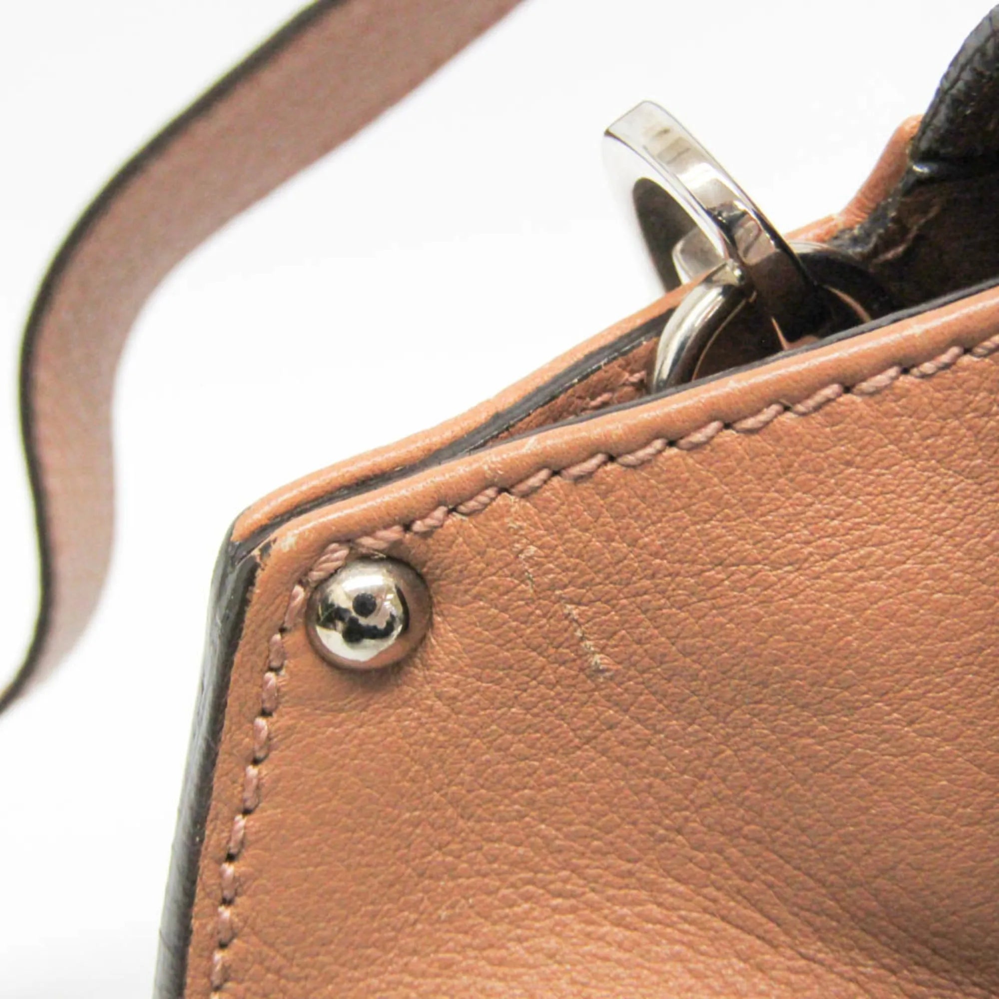 Salvatore Ferragamo Gancini Leather Brown Leather Shoulder Bag Bag (Pre-Owned)