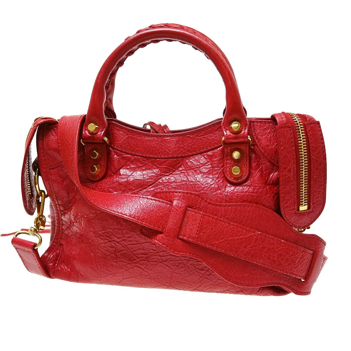Balenciaga City Classic Studs Leather Red Leather Handbag (Pre-Owned)