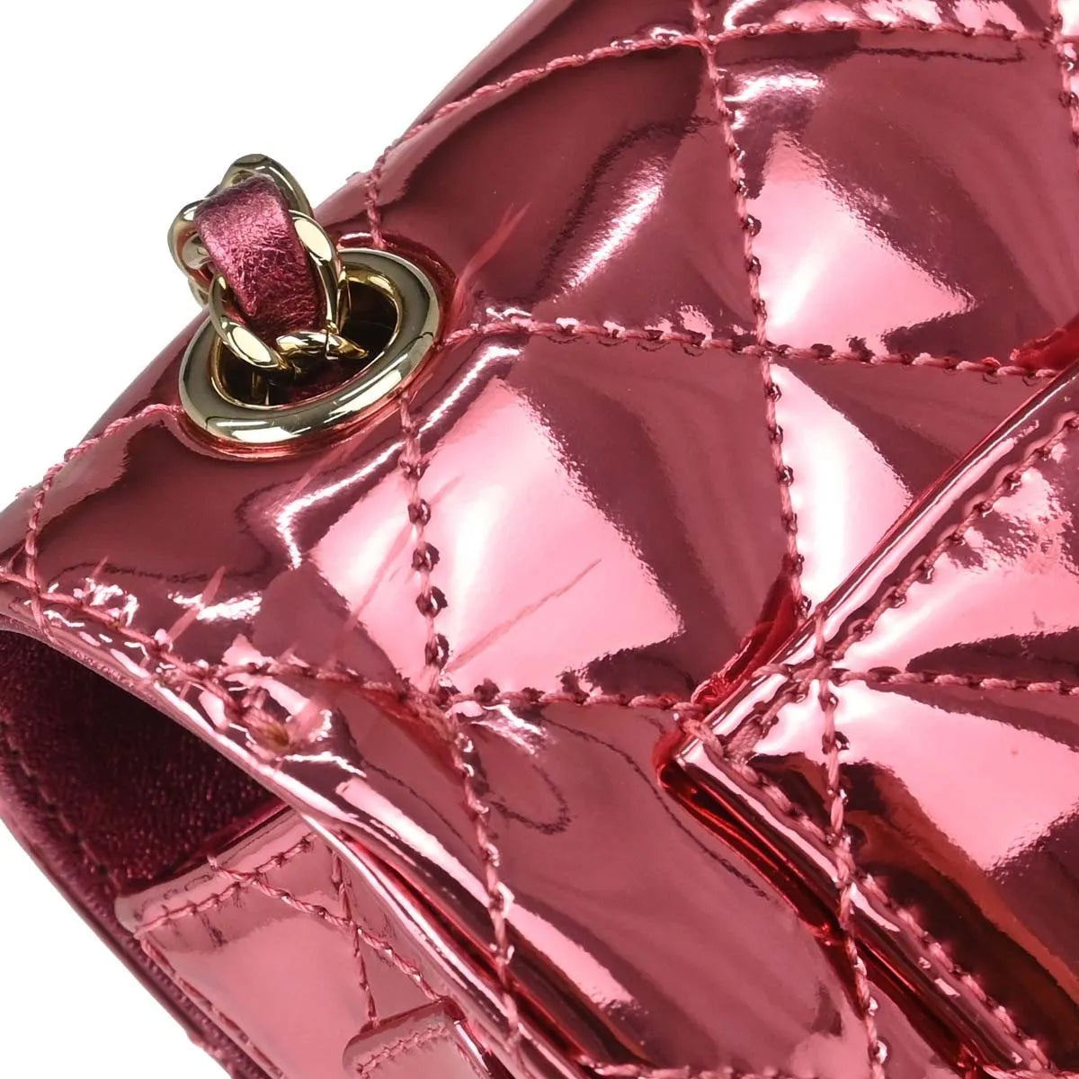 Chanel Hollywood Boulevard Flap Bag Quilted Metallic Leather Pink Leather Shoulder Bag Bag (Pre-Owned)