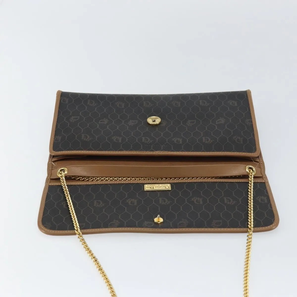 Christian Dior Vintage Honeycomb Chain Canvas Black Canvas Shoulder Bag Bag (Pre-Owned)