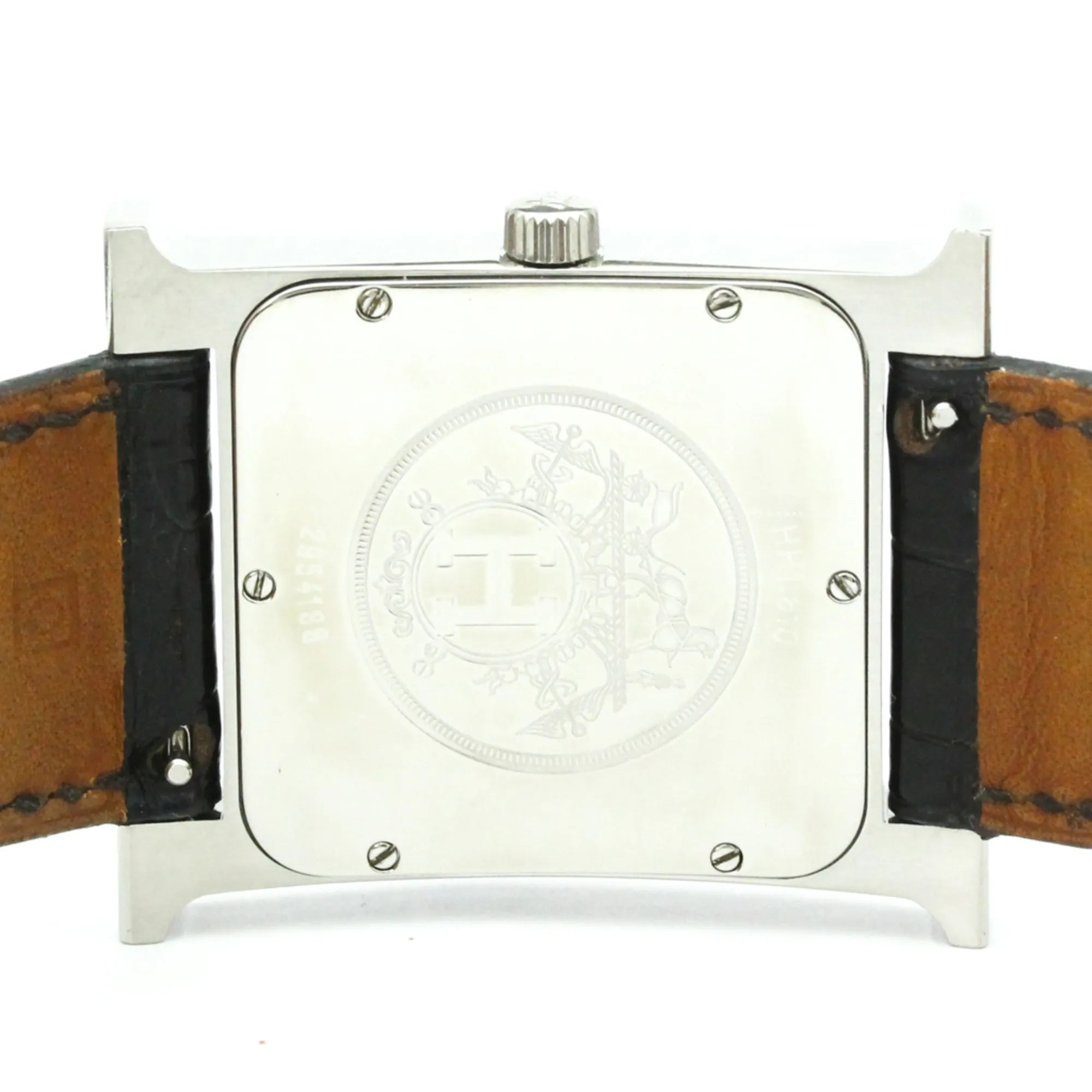 Hermes Heure H Quartz Stainless Steel And Alligator With Diamond Markers And Mother Of Pearl Watch (Pre-Owned)