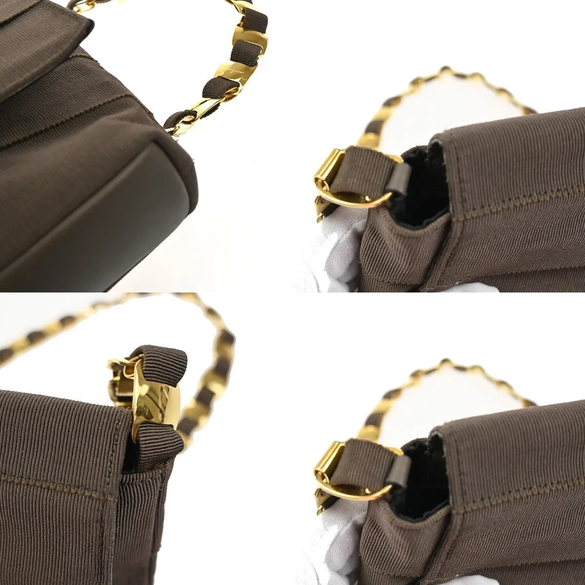 Salvatore Ferragamo Vala Canvas Brown Canvas Shoulder Bag Bag (Pre-Owned)