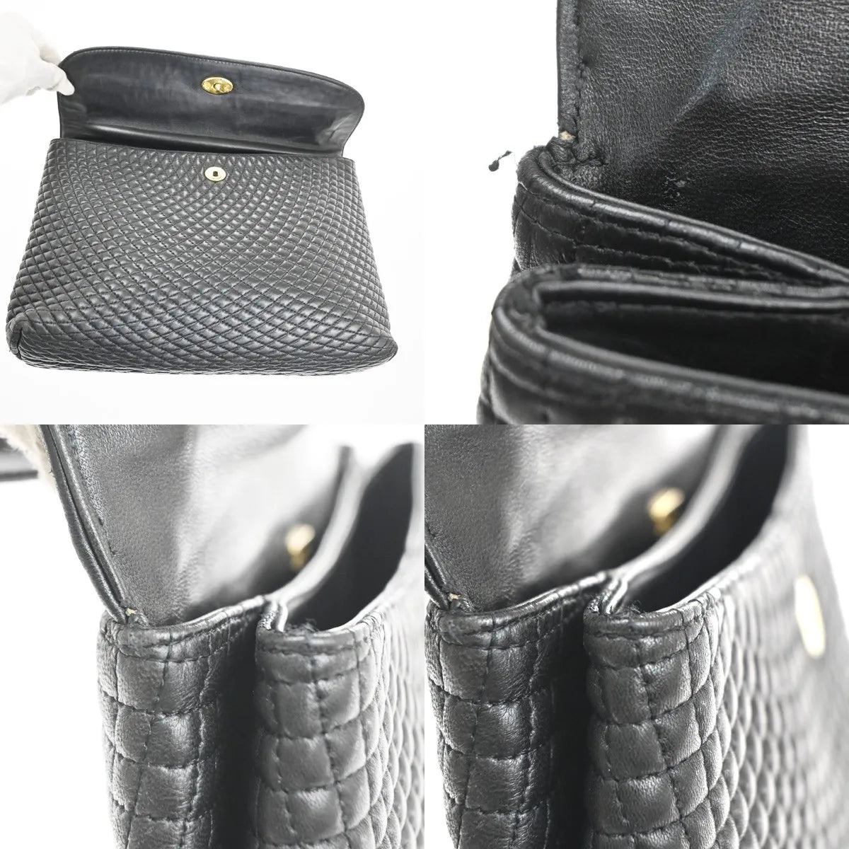 Bally Vintage Quilted Leather Black Leather Handbag (Pre-Owned)