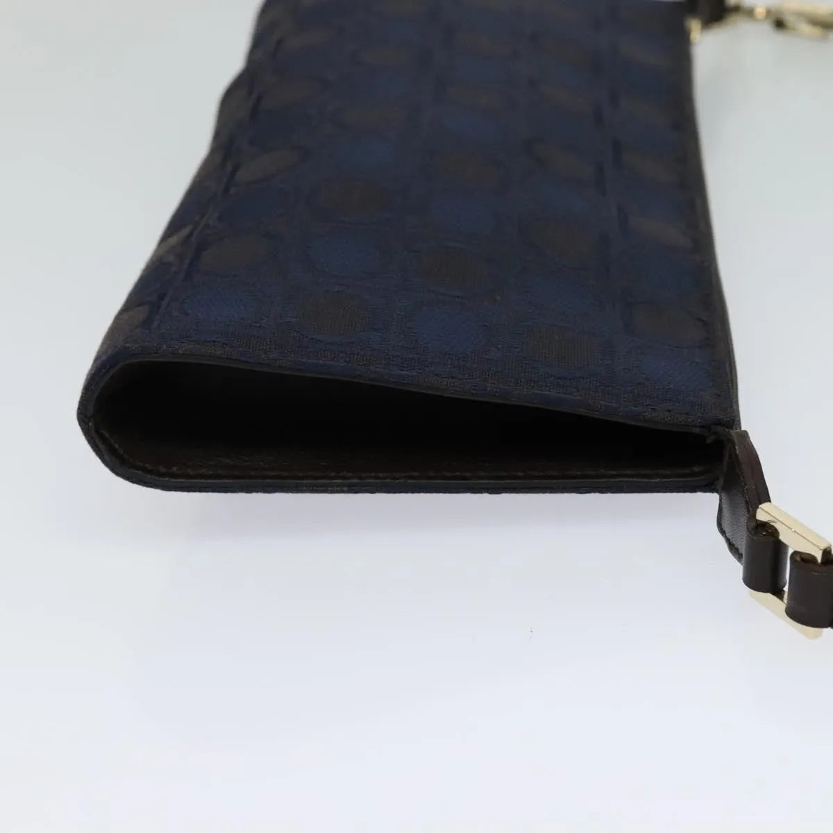 Salvatore Ferragamo Gancini Canvas Navy Canvas Handbag (Pre-Owned)