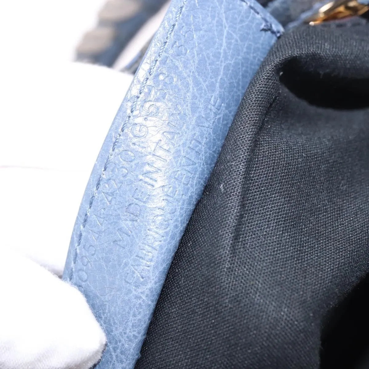 Balenciaga City Giant Studs Leather Blue Leather Handbag (Pre-Owned)