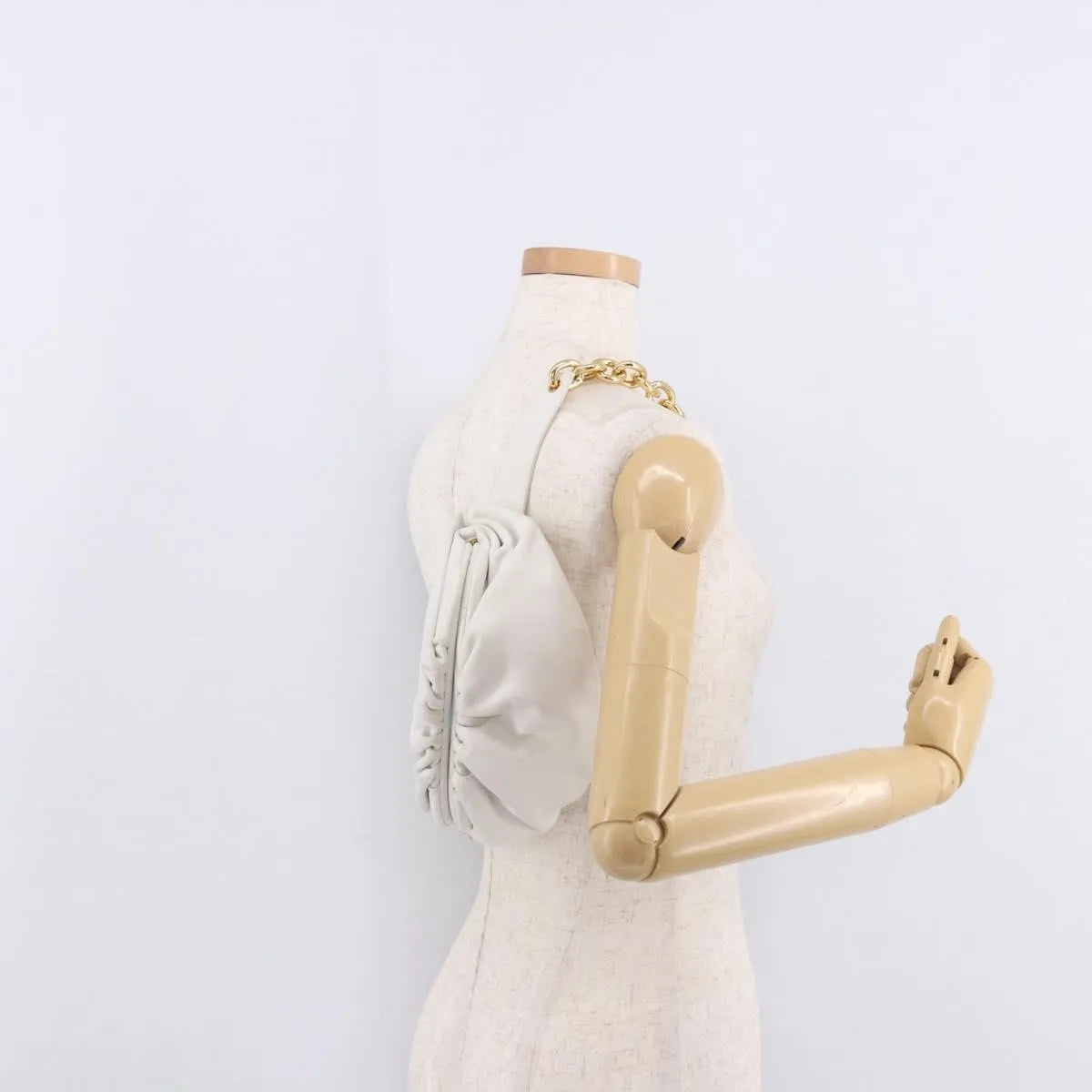Bottega Veneta The Chain Leather White Leather Shoulder Bag Bag (Pre-Owned)