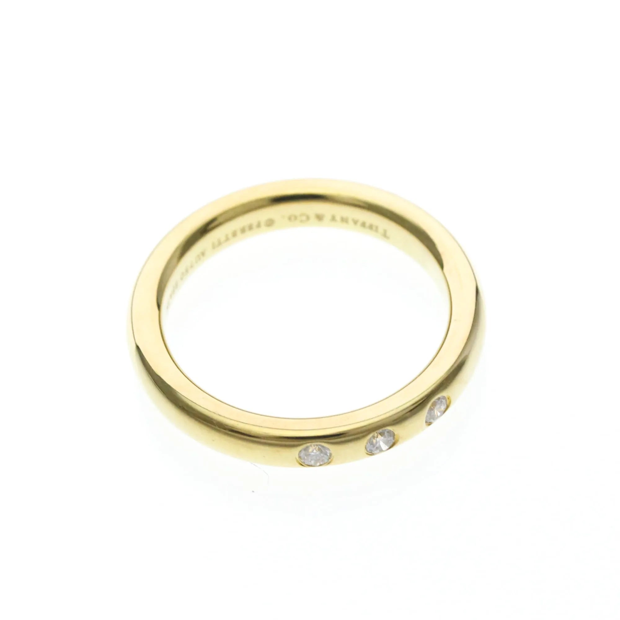 Tiffany & Co. Elsa Peretti 3 Diamond Stacking Band 18K Yellow Gold With Diamonds Gold Yellow_Gold Ring Jewelry (Pre-Owned)
