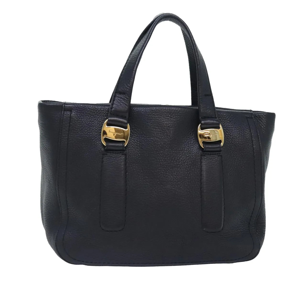 Salvatore Ferragamo Vala Leather Black Leather Handbag (Pre-Owned)