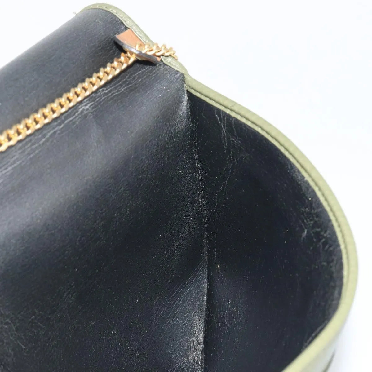 Christian Dior Vintage Chain Flap Leather Green Leather Shoulder Bag Bag (Pre-Owned)