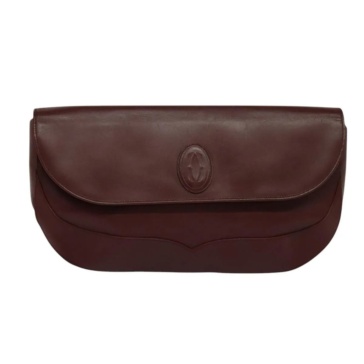 Cartier Must De Cartier Clutch Leather Burgundy Leather Clutche & Pouche Bag (Pre-Owned)