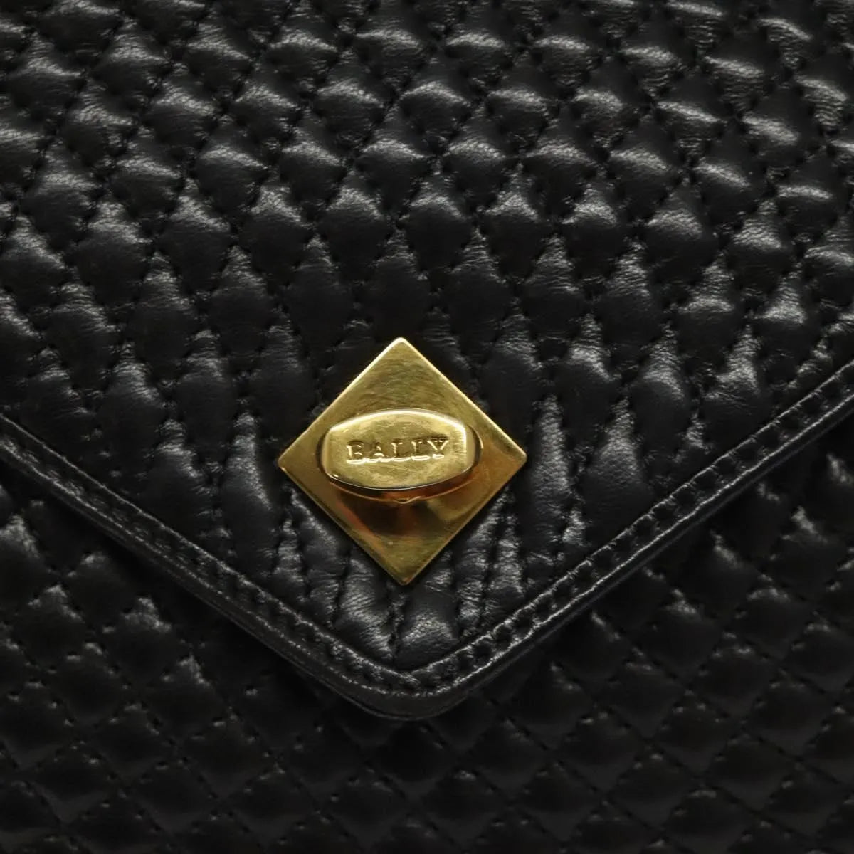 Bally Vintage Quilted Leather Black Leather Handbag (Pre-Owned)